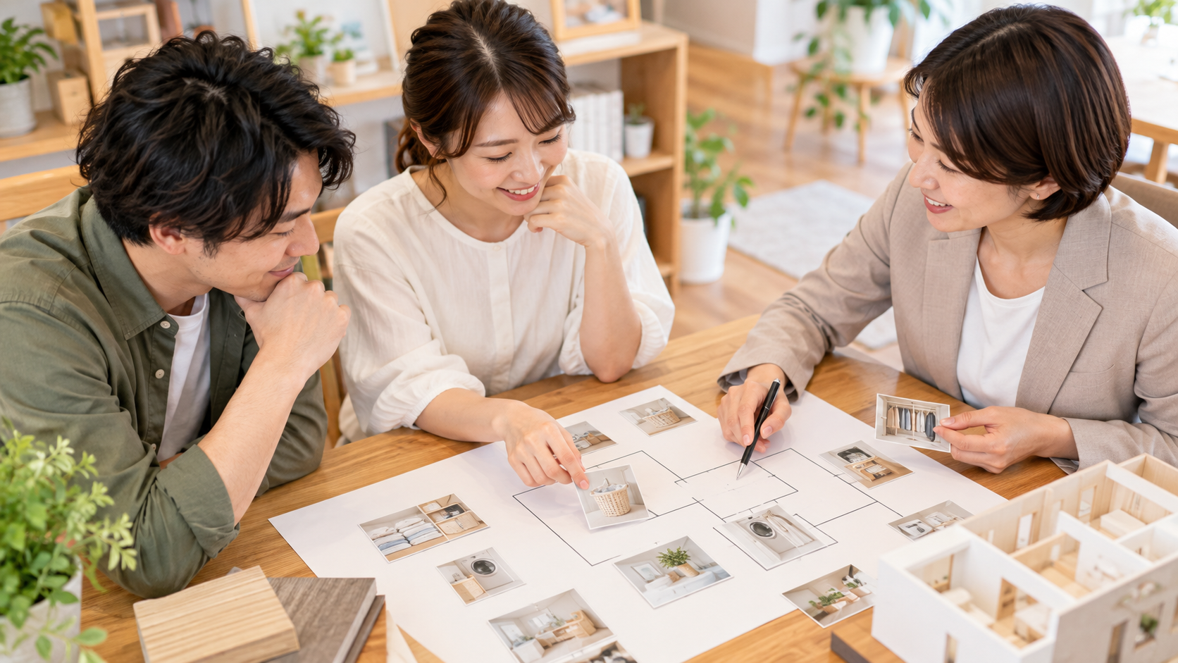 家事の順番と部屋のつながりを相談する夫婦